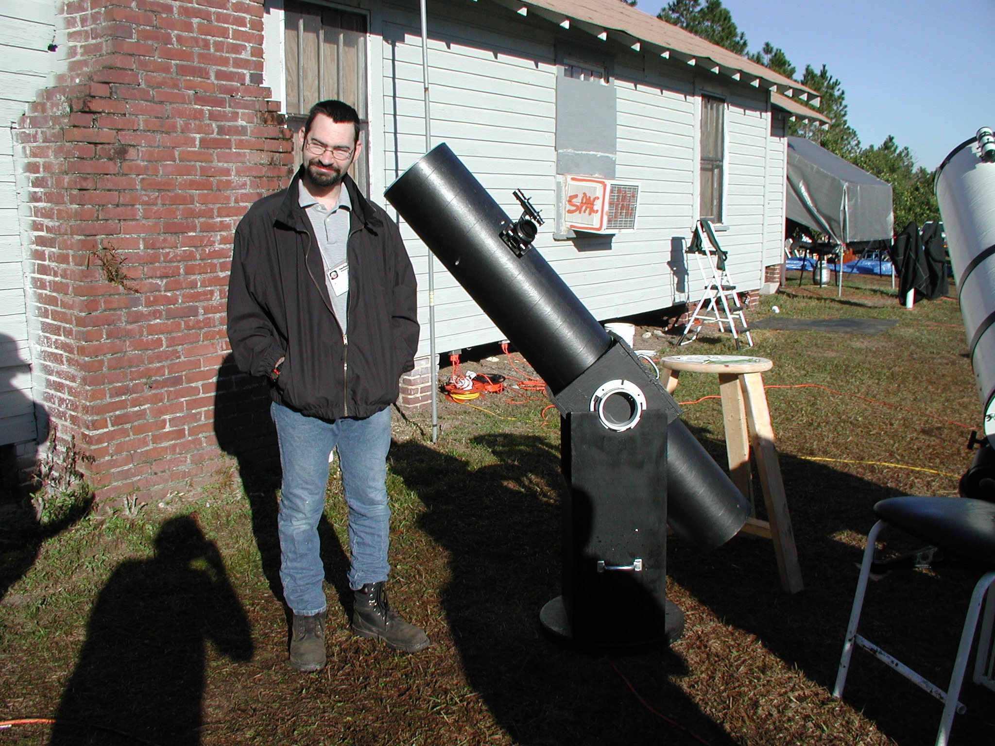 proud owner with his scope after a first night of viewing