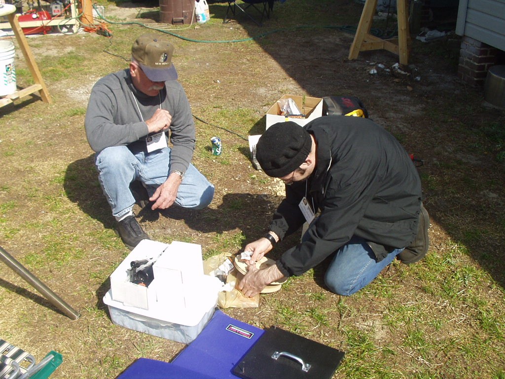 assembling the mirror cell, charlie looking on
